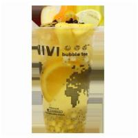 Signature Fruit Tea · Fruit Punch with fresh apples, pineapples, basil seed, Aiyu jelly, orange slice, and lemon s...