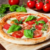 Margherita Pizza · Fresh mozzarella, basil, Parmesan cheese and olive oil.
