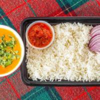 Butter Chicken Rice · Buttery curry dish.