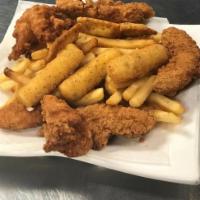 Chicken Fingers · 6 pieces. Breaded or battered crispy chicken.