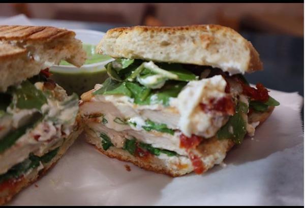 Pete's Panini · Grilled or crispy chicken topped with fresh ricotta cheese, sun-dried tomatoes, arugula, and pesto mayo.