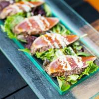 Black Pepper Tuna Salad · With soy sesame vinaigrette dressing and wasabi mayo sauce. Mild spicy.