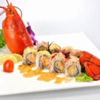 Mira Lobster Roll · Spicy lobster and cucumber topped with fresh lobster, avocado and chef's special sauce.