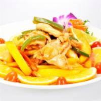 Mango Passion Sauce · Sauteed with fresh mangoes, bell peppers, scallions and onion in a Thai sweet mango sauce.