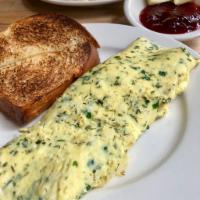 FRESH HERB OMELET · Fresh Herbs with Gruyere or Goat Cheese Served with a choice of Brioche, 7 Grain or Rye Toast.