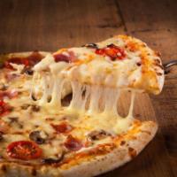Alfredo Pizza · Alfredo sauce, grilled chicken, mushroom, bacon and tomato.
*Thin Crust Not Available in Kid...