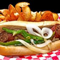 Italian Sausage · Italian Sausage Link, Sauteed Bell Pepper and Onion, Choice of Hot or Mild Giardinera served...