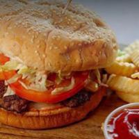 P&Q Burger · 1/3lb hand pressed beef patty with lettuce, onion, house sauce and your choice of swiss , ch...