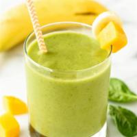 Mr Green Smoothie · Mango, kale, spinach, and banana.
