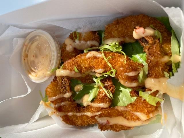 Coconut Shrimp (5 Pieces) · Coco Lopez marinated jumbo shrimp fried to perfection. Served with sweet Thai mayo dipping sauce.