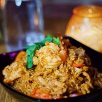Oaxacan Jambalaya · Shrimp, Chicken and Andouille sausage and spices come together with an Oaxacan spin on a fam...