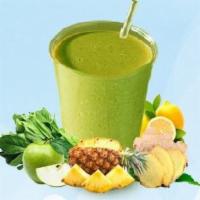 Amazing Green Smoothie · Kale, spinach, mango, pineapple, banana, coconut water.