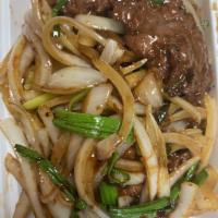 56. Mongolian Beef · Hot and spicy.