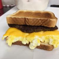 Liver Mush Egg and Cheese Sandwich · Served with 2 fresh eggs, melted cheese and liver mush
