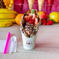 Bubble Waffle · Crispy bubble waffle with any 1 flavor ice cream of your choice, topped with chocolate, stra...
