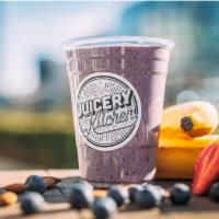 Red and Blue Smoothie · 16 oz. House made almond milk, strawberry, blueberry, banana and raw protein.