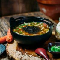 Brown Rice Soup Bowl · Napa, scallions, carrot, shiitake, ume and nori in kombu broth.