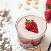 Strawberry Chia Bowl · Chia, cashews, maple syrup, vanilla, Himalayan salt, strawberry and coconut oil.