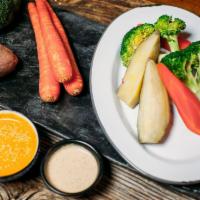 Steamed Vegetables · Japanese sweet potato, carrot and broccoli with choice of dressing.