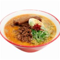 Tantan Men · Chili flavored broth with minced pork, bamboo shoot, scallions, shredded red pepper and soft...