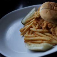 Chicken Fried Chicken Sandwich · Juicy chicken breast battered and crispy fried, served on a bun with lettuce, tomatoes, and ...
