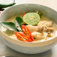 6. Tom Kha · Spicy and sour coconut milk soup with galangal, kaffir lime leaves, lemongrass onion, and ca...