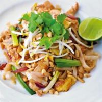 Pad Thai · Stir-fried rice noodle, egg, green onions, and bean sprout with house pad Thai sauce.