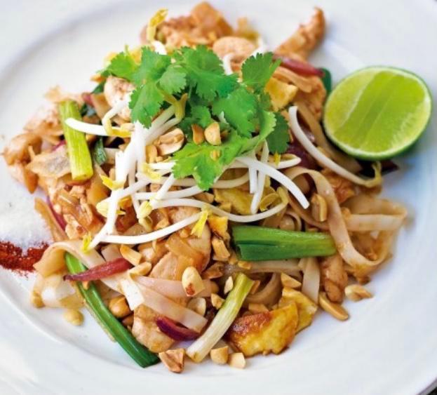 Pad Thai · Stir-fried rice noodle, egg, green onions, and bean sprout with house pad Thai sauce.