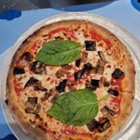 The Godfather Pizza · Marinara sauce, mozzarella cheese, roasted eggplant, basil, parmesan cheese