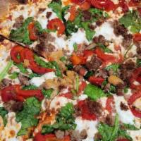 The Impossible Pizza  · Marinara sauce, mozzarella cheese, spinach, roasted red peppers, garlic confit, impossible s...