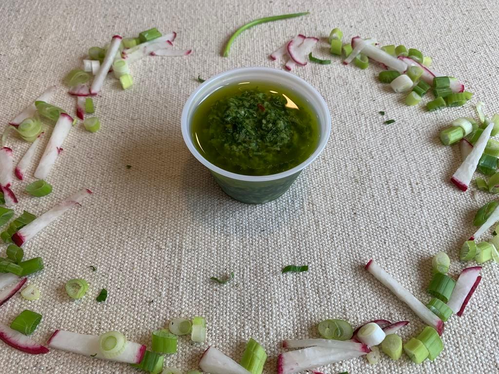 Chimichurri Sauce. · Fresh chimichurri sauce parsley-based with olive oil.