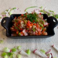 Vinagrete · Fresh mix with pepper green, pepper red, tomatoes, white onions, red onions. Seasoned with w...