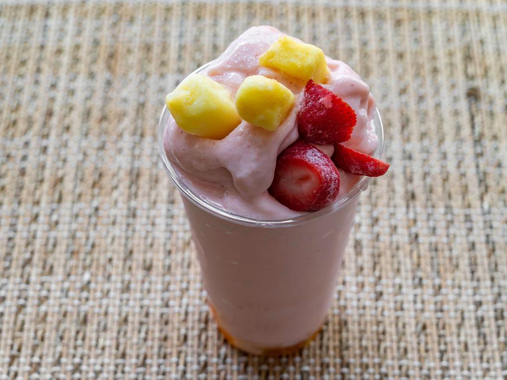 Tropical Smoothie · Strawberries, watermelon, banana, pineapple, and coconut.