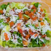 Chicken Club Salad · Chicken, bacon, fresh tomato, mozzarella cheese 