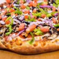 10. Jimmy The Greek Pizza ·  Greek-style pizza. Pepperoni, fresh mushrooms, black olives, red onions, green peppers, moz...