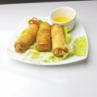 2. Crispy Duck Rolls · Carrot and cabbage in a crispy spring roll wrapper with succulant duck meat.