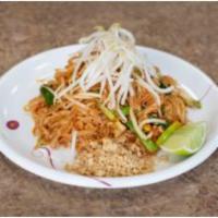 30. Pad Thai · Rice noodles, bean sprout, egg, scallion, roasted peanut, and house Pad Thai sauce.