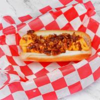 Texas Dog · BBQ sauce, bacon, crunchy onions.