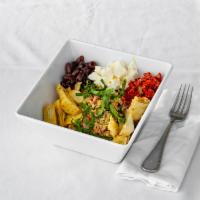 Mediterranean Bowl Box Lunch · Sun-dried tomatoes, Kalamata olives, marinated artichoke hearts, mozzarella cheese.