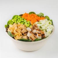 Asian Chicken or Tofu Salad · Organic mixed greens, free-range chicken or organic tofu, edamame, carrots, cabbage and wont...