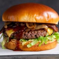 BBQ Bacon  · Grilled Impossible™ patty with melted provolone, bacon, pickles, grilled onions, lettuce, BB...