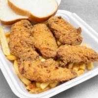 5 Piece Chicken Tenders · Fresh and made with our own marinade, then freshly hand breaded and served with fries and br...