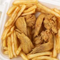 Whole Wings Dinners · Freshly hand breaded and seasoned whole wings served with fries and bread.