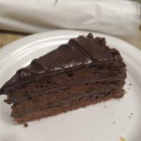 Chocolate Fudge Cake Slice · Fresh and moist.