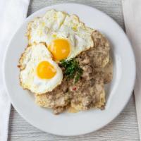 Biscuits and Gravy · 2 fresh biscuits smothered in our sausage gravy. Add 2 eggs any style for an additional char...