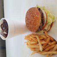 Jim’s Burger Special · 1/4 lb. hamburger, fries, and a medium drink.