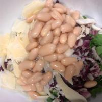 Rustica Salad · Shaved Reggiano cheese, cannellini beans, arugula, endives, radicchio and red onions.