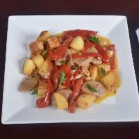 Chicken Scarpariella Dinner · Boneless . Sausage, potatoes, vinegar peppers, lemon, garlic in a white wine sauce.