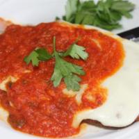 Chicken Parmigiana Lunch · Breaded chicken cutlet, tomato sauce and mozzarella. 