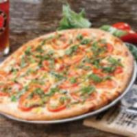 The Screaming Tomato Pizza · Vine ripe tomatoes, garlic, fresh basil, mozzarella and cheddar. Tomato sauce upon request, ...
